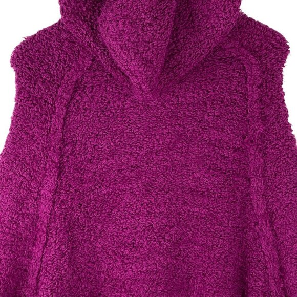 Free People Furry Time Hooded Jacket XS Cozy Sherpa Teddy Coat Zip Up Hot Pink - Picture 7 of 11